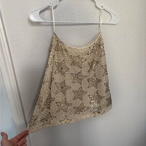 Honey Punch Beige Sequin Star Camisole
